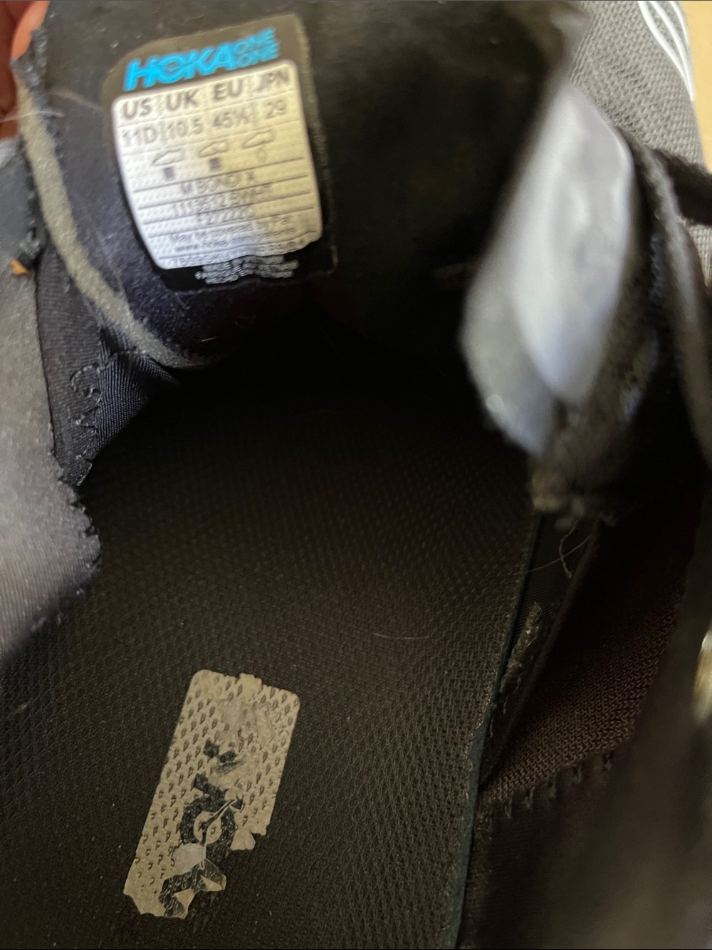 Hoka Black Sneakers with White Soles US 11 - Picture 7 of 8